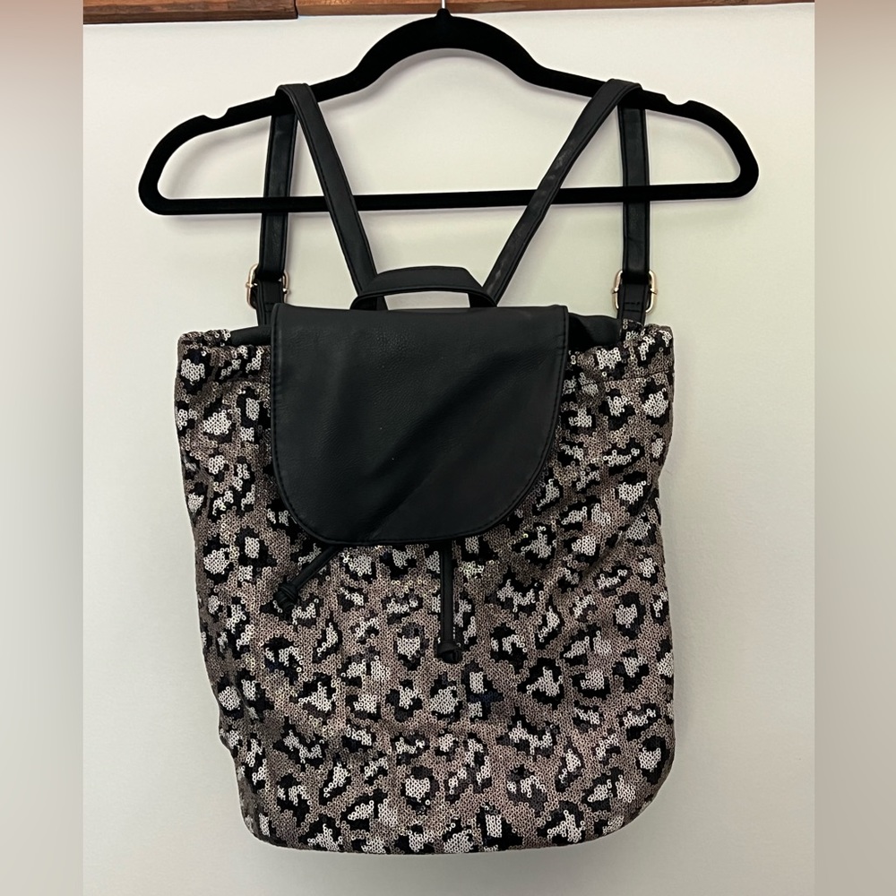 Sequence leopard drawstring adjustable bag